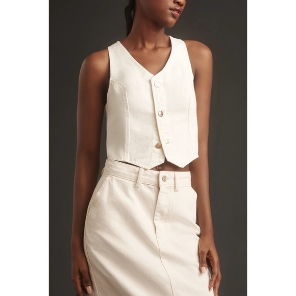 NWT Reformation Myles Maxi Skirt Denim Jean Cream Fior Di Latte 25 - Picture 5 of 13